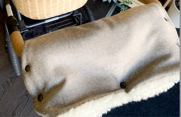 Handmuff OhPossum beige Merinoschurwolle