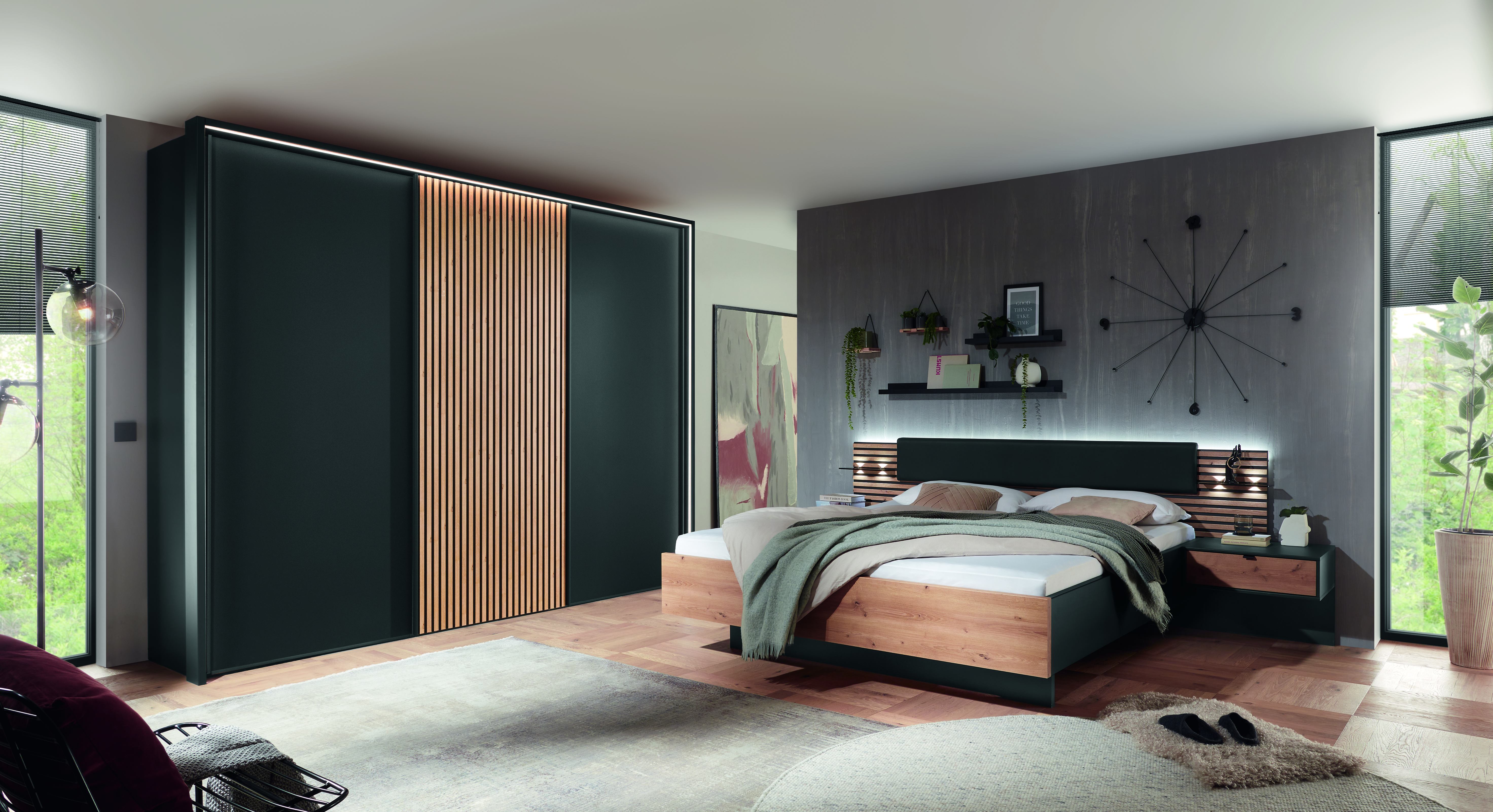 Schlafzimmer Manhattan graphit braun Holz