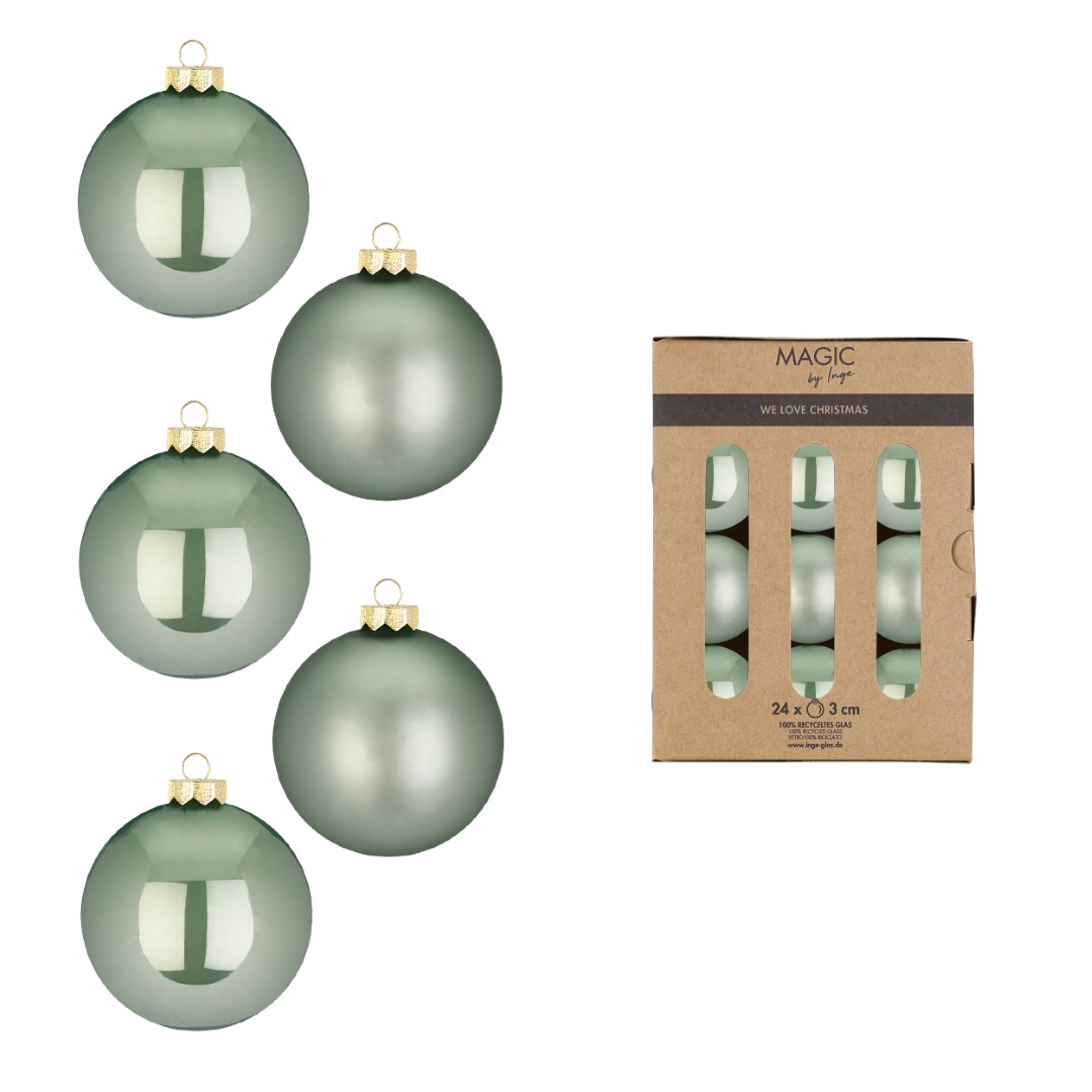 Weihnachtskugelset Mild Sage grün Glas