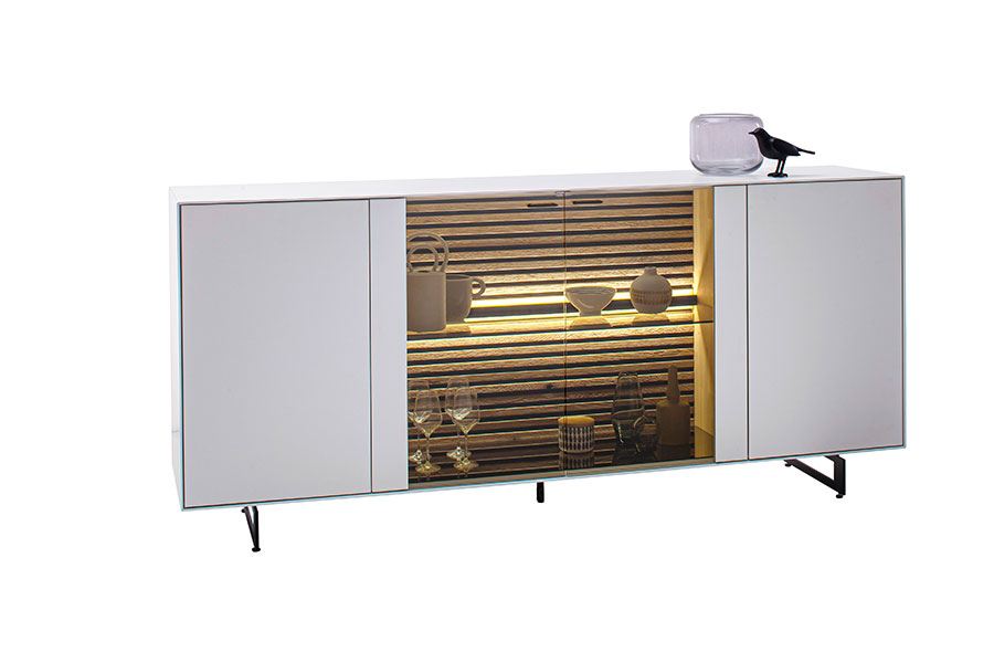 Sideboard Yonna weiß braun Eiche