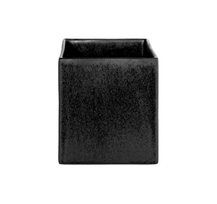 Übertopf Quadro schwarz matt Steingut