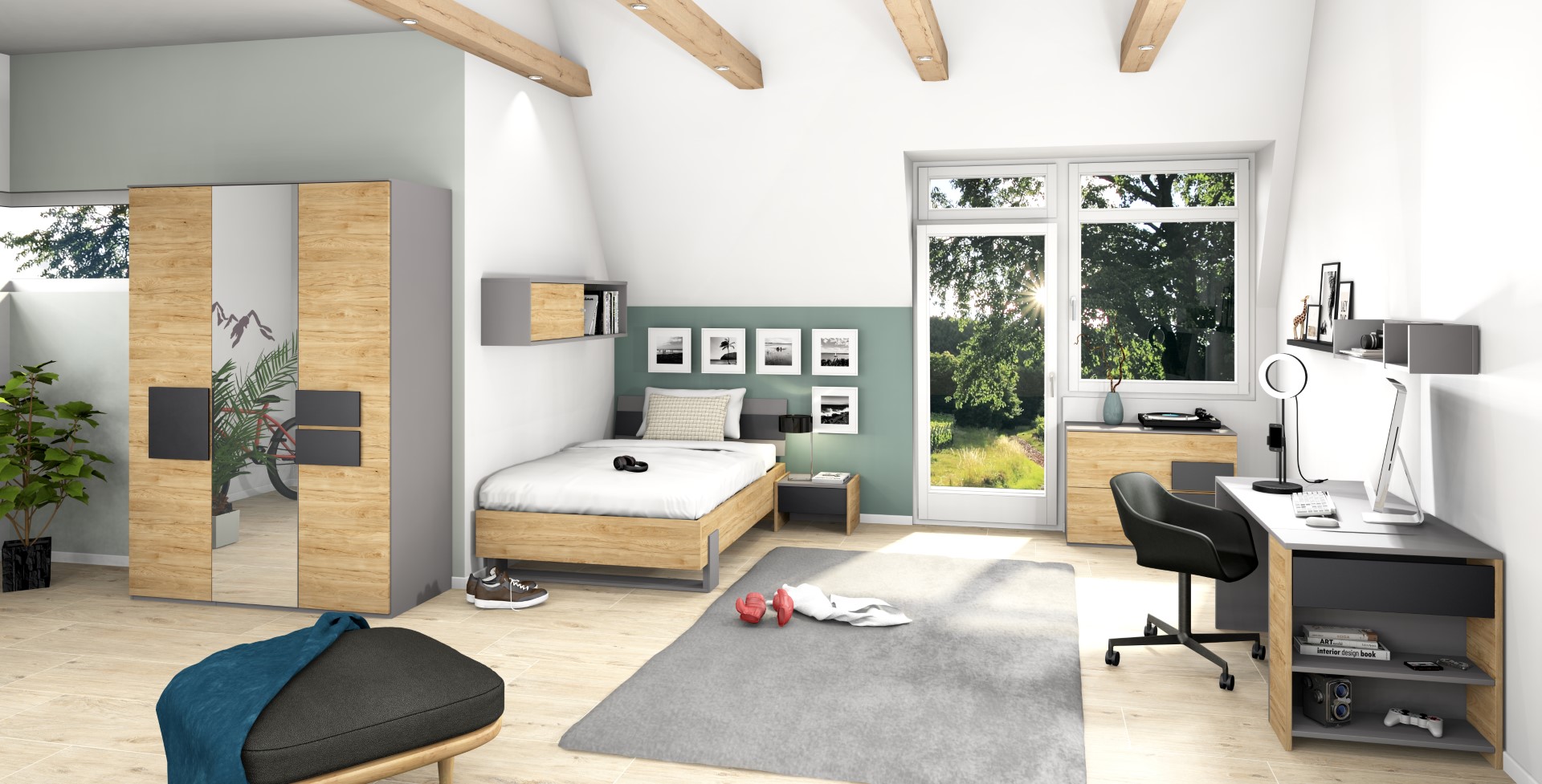 Sideboard Clip marrone grigio legno