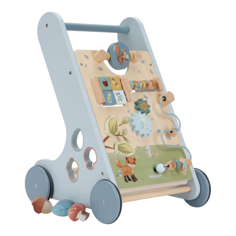 Laufwagen Little Dutch blau braun Holz