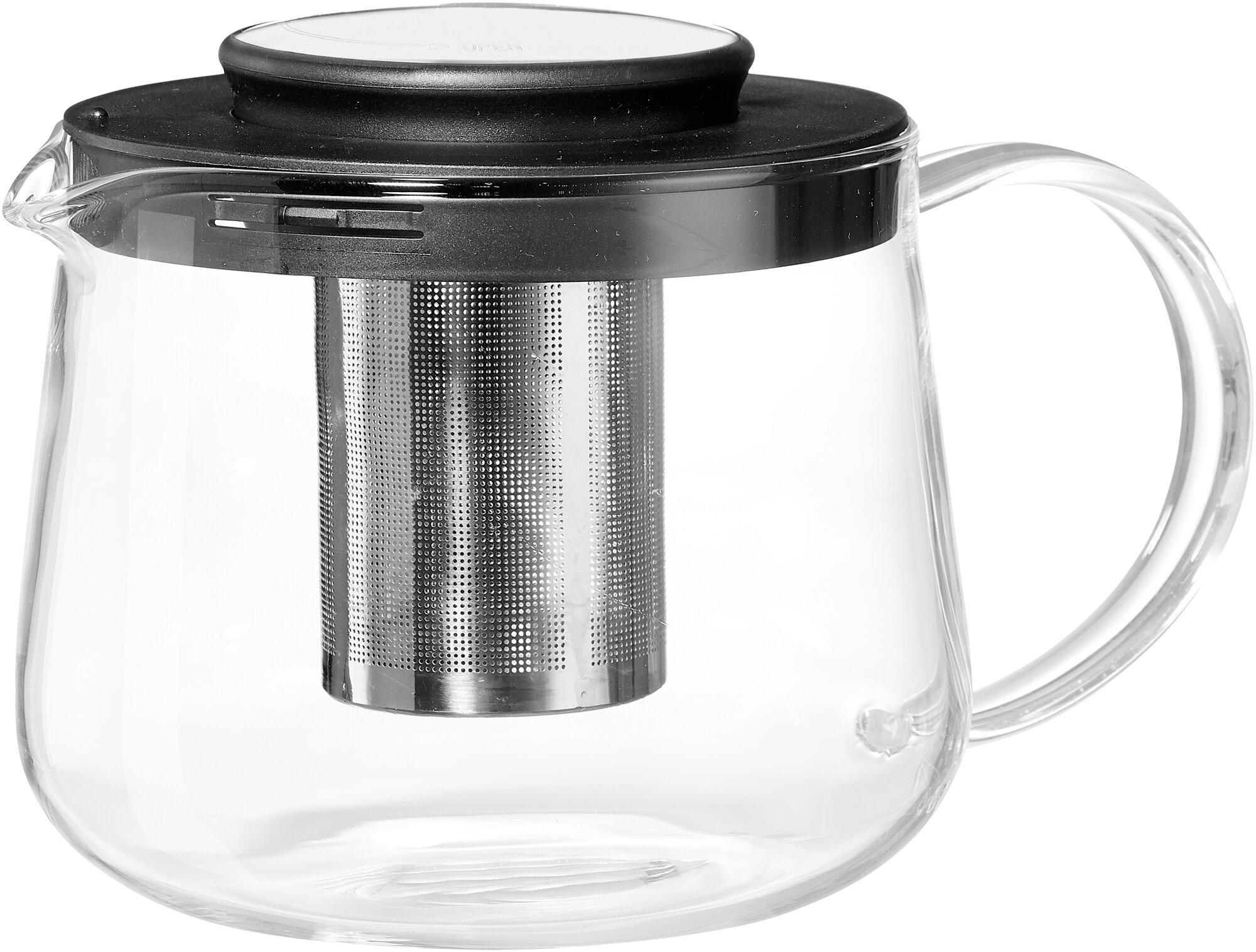 Teekanne STANDARD Klar|Schwarz|Silber Borosilikatglas