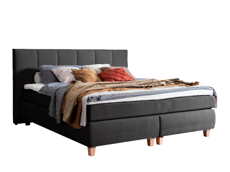 Box spring letto TOMMASO tessuto nero