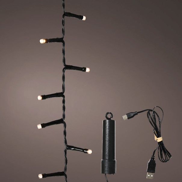 LED Duracharge Lichterkette mit Twinkle Effekt schwarz/warmes weiß