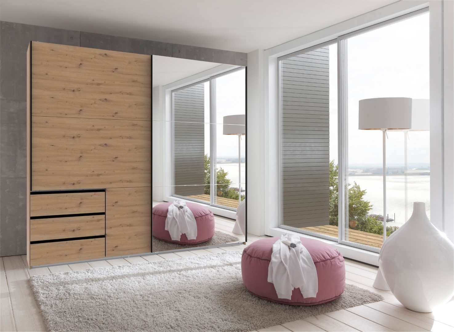 Schwebetürenschrank Level 36A braun Eiche