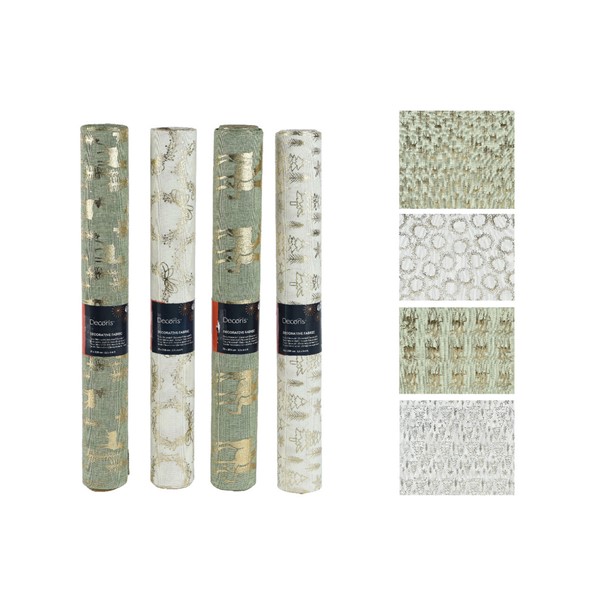 Dekostoff Polyester 4 sort. grün/weiß