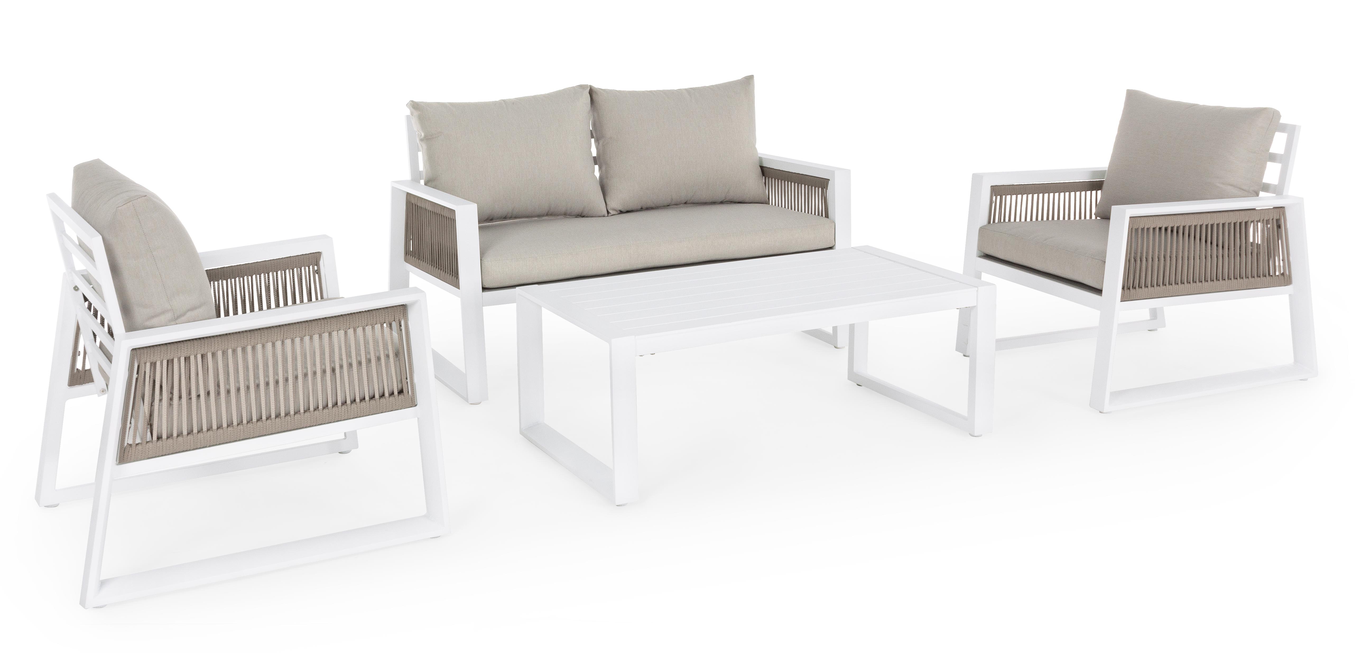 Outdoor Loungeset Captiva weiß beige Aluminium Textilene