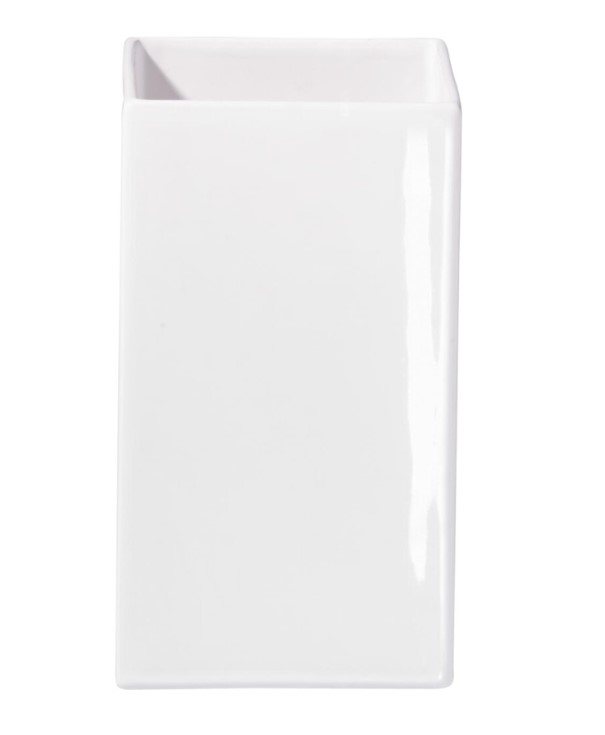 Vaso Quadro in gres bianco lucido