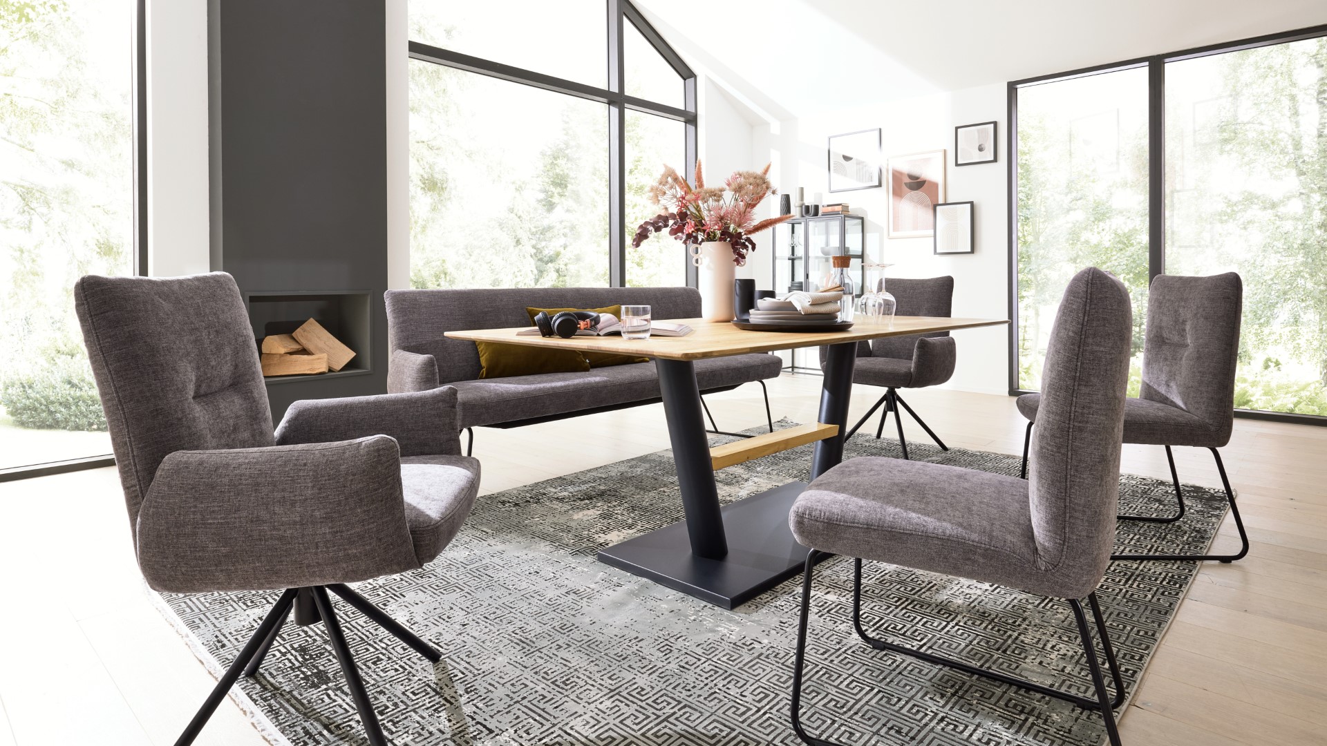 Sedia Interliving 5504 tessuto grigio