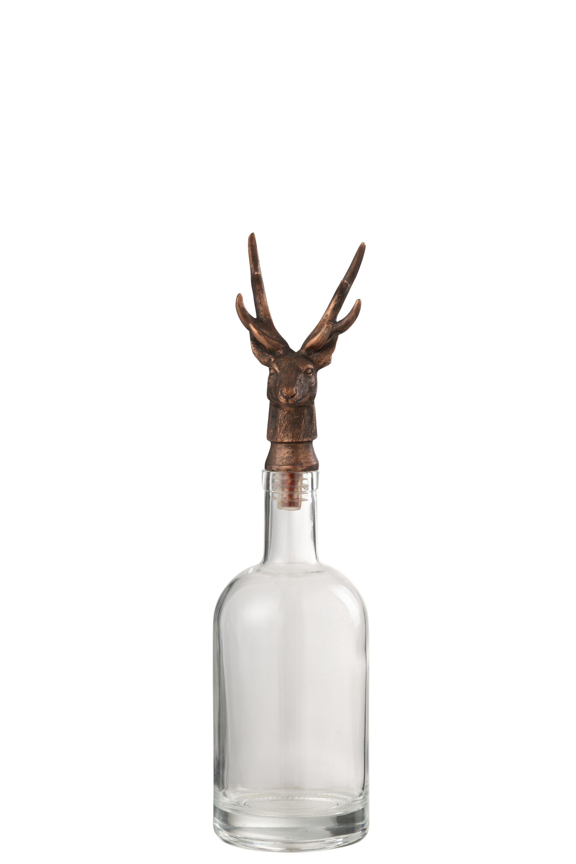 Dekoflasche Hirsch Bronze Glas Metall Polyresin