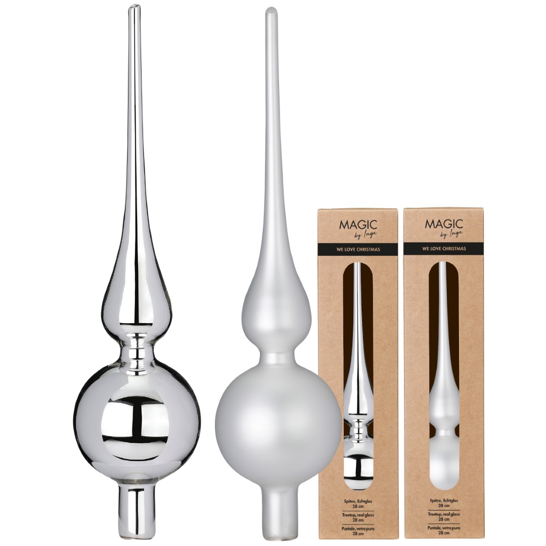 Christbaumspitze Frosty Silver sortiert silber Glas