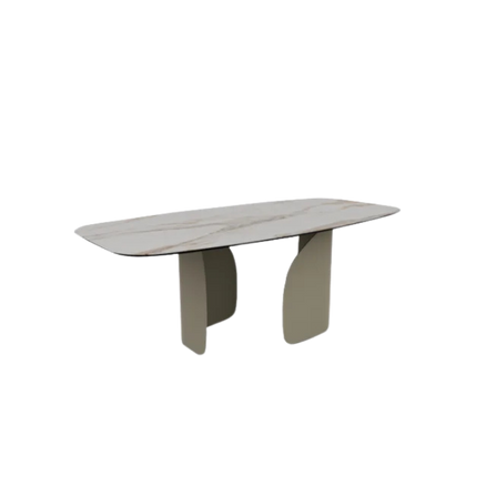 Tavolo da pranzo Twins grigio beige ceramica metallo