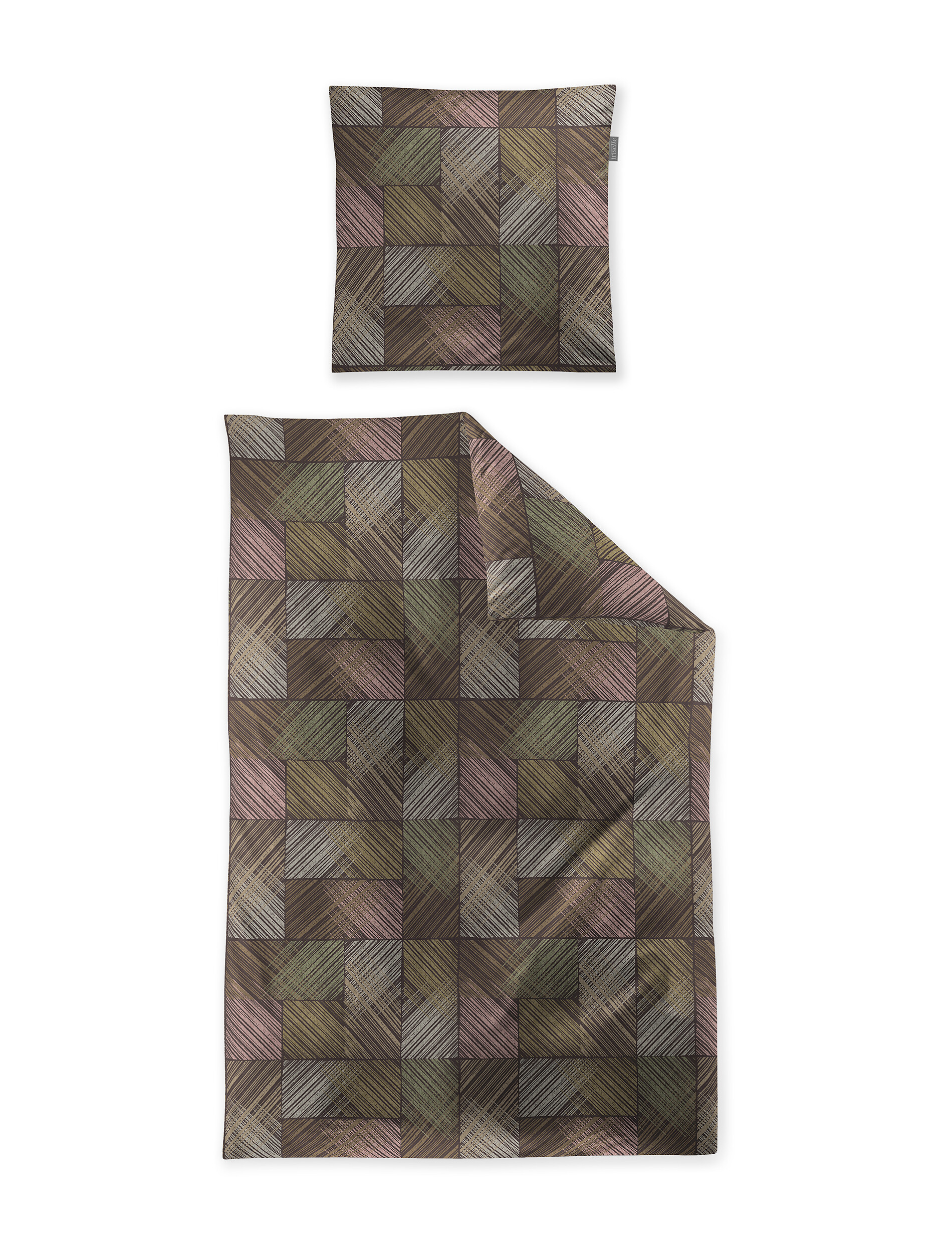Bettwäsche Wave braun Baumwolle | 155x220 + 60x80 cm