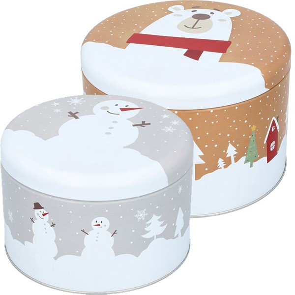 Gebäckdose Christmas Animals XL Weißblech weiß/grau