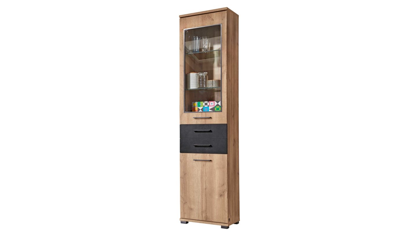Vitrinenschrank Interliving 1701 Eiche anthrazit