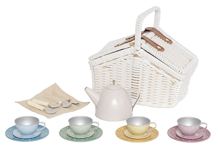 Spielset Picknickkorb mit Teeservice Jabadabado mehrfarbig Edelstahl Holz Bambus Baumwolle Plastik