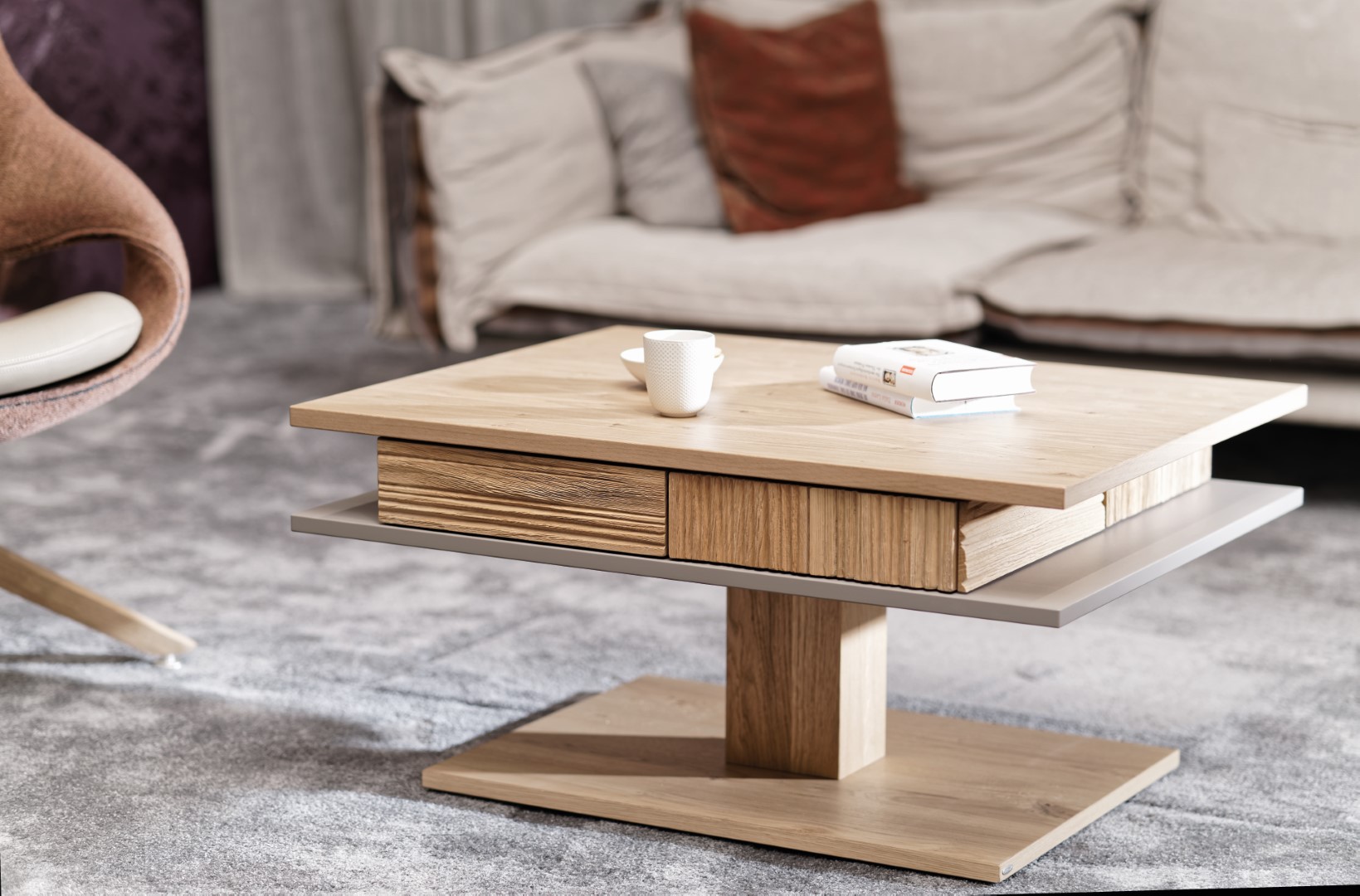 Tavolino Lacera taupe rovere selvatico