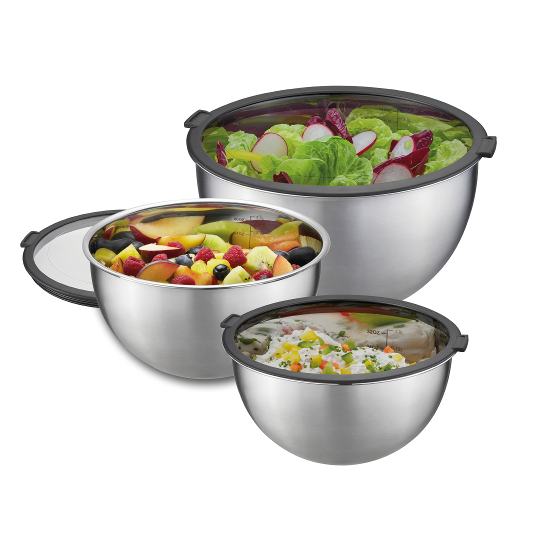 Schüssel-Set Mondi schwarz silber Edelstahl Kunststoff