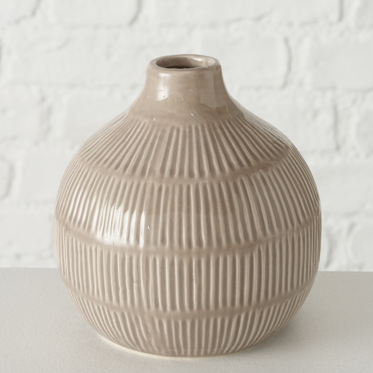 Vaso Kaylee in gres bianco beige