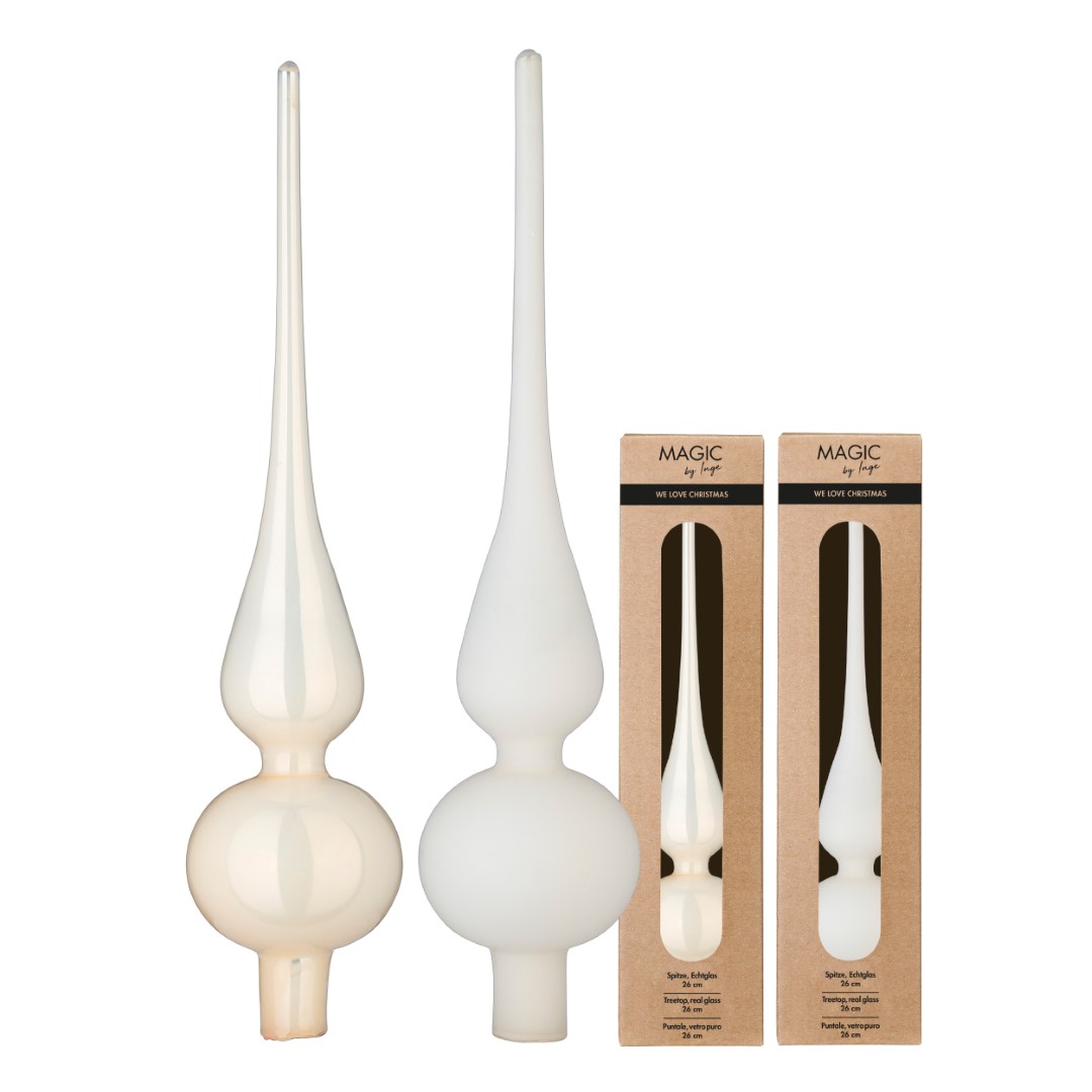 Christbaumspitze Blanched Almond creme Glas sortiert