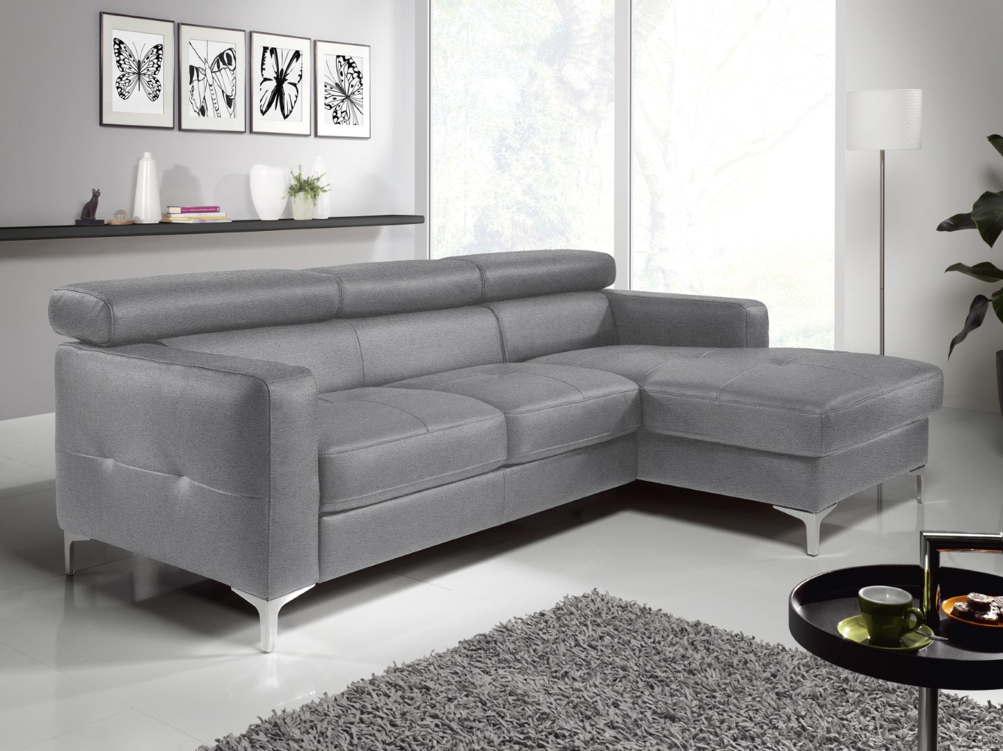 Divano angolare Sammy in tessuto antracite