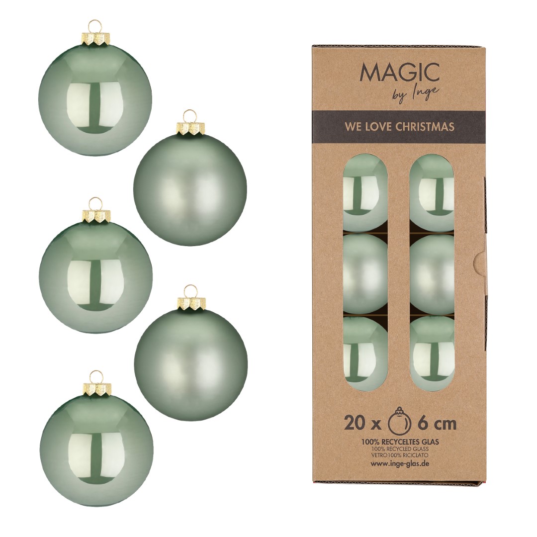 Weihnachtkugelset Mild Sage salbeigrün Glas