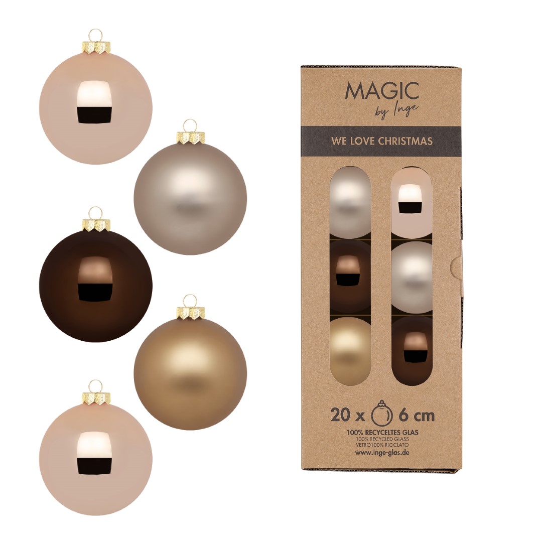 Weihnachtskugelset Elegant Lounge braun Glas