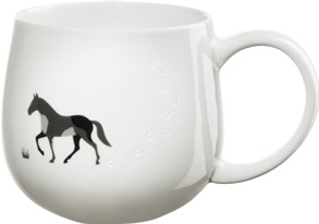 Tazza Horse magu New Bone China bianco lucido