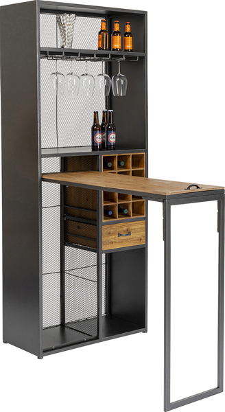 Barschrank Vinoteca grau Stahl Holz