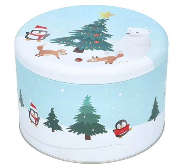 Gebäckdose Christmas Decoration hellblau Weißblech