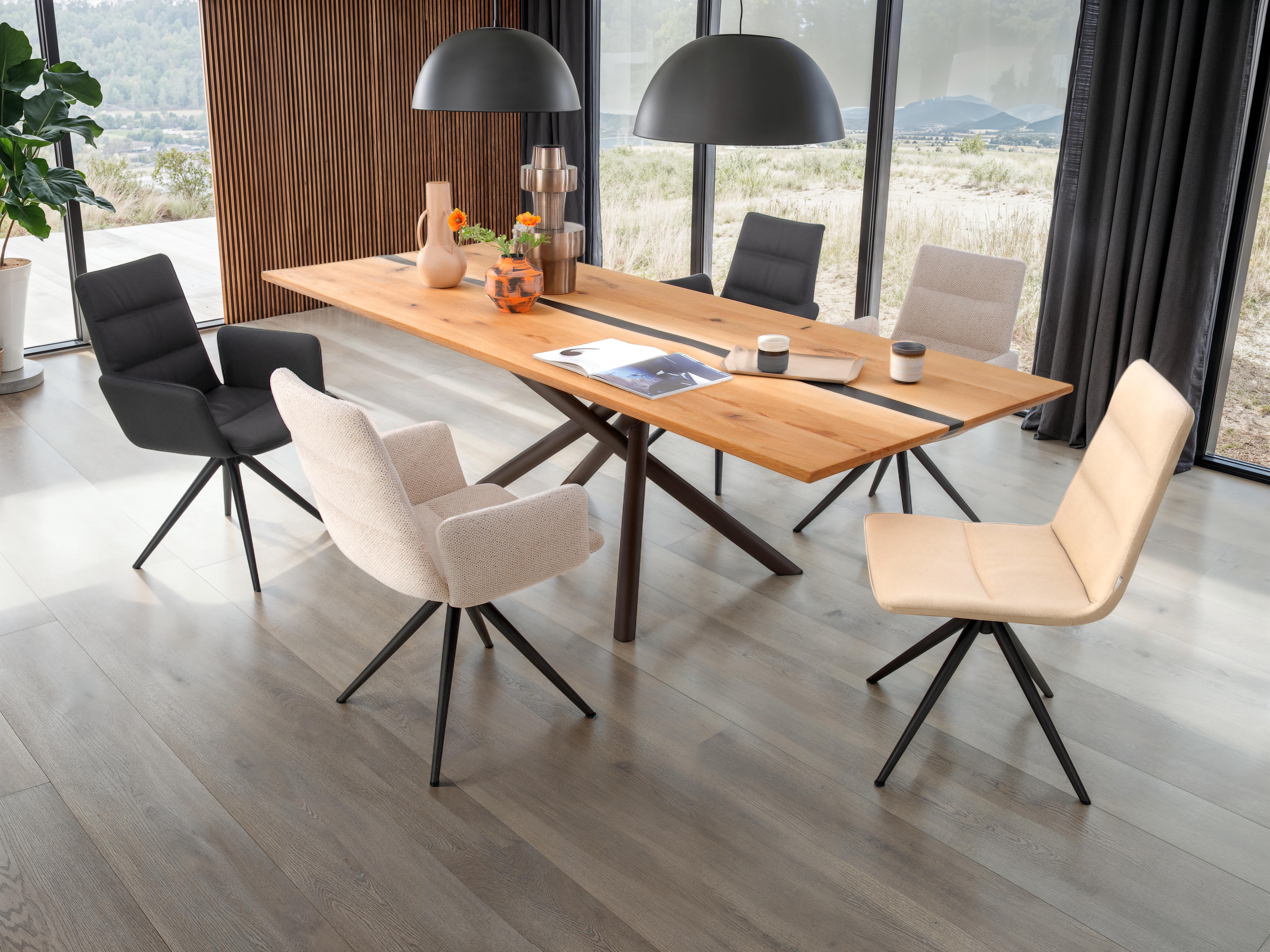 Tavolo da pranzo Maas in metallo rovere marrone
