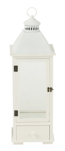 Lanterna in legno bianco e metallo