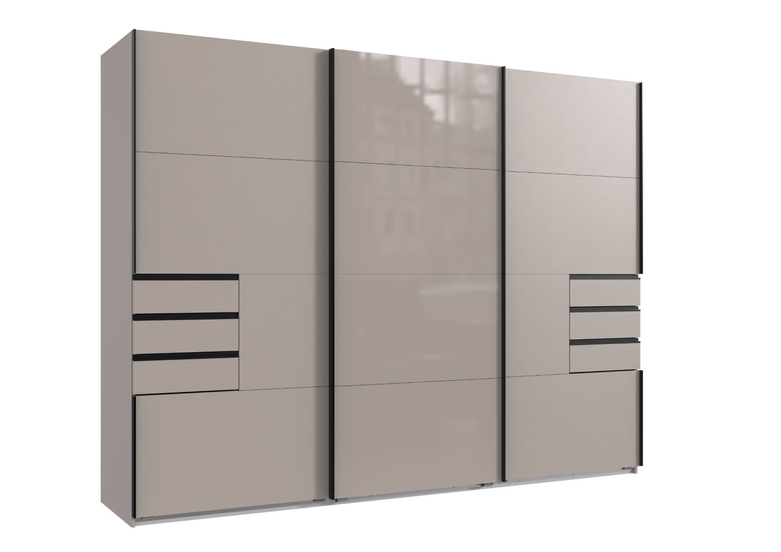 Schwebetürenschrank Saigon grau Holz