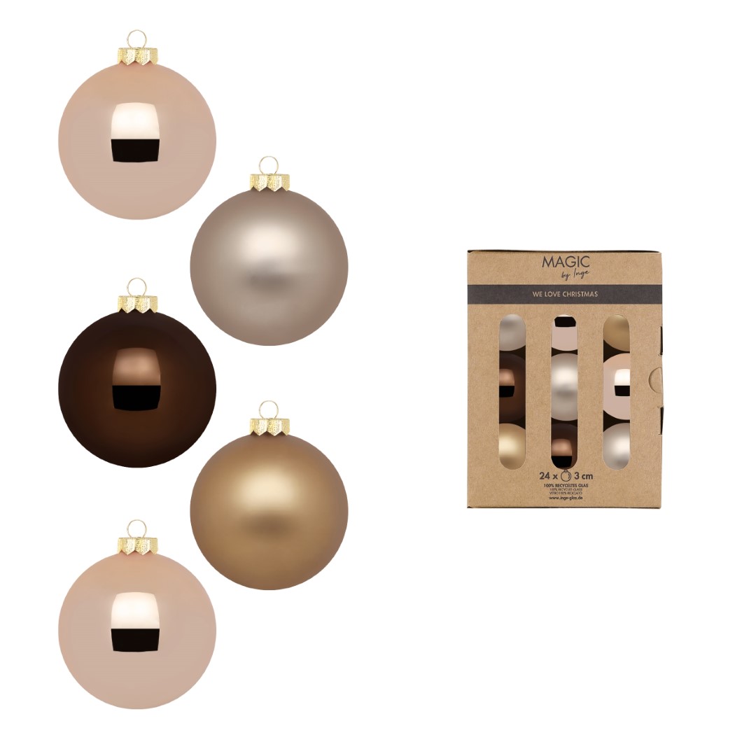 Weihnachtskugelset Elegant Lounge braun Glas