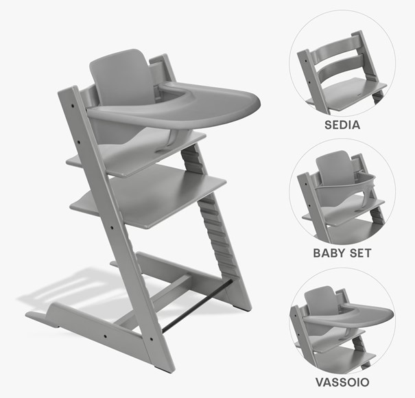 TrippTrapp Kinder-Hochstuhl mit Babyset und Tablett grau