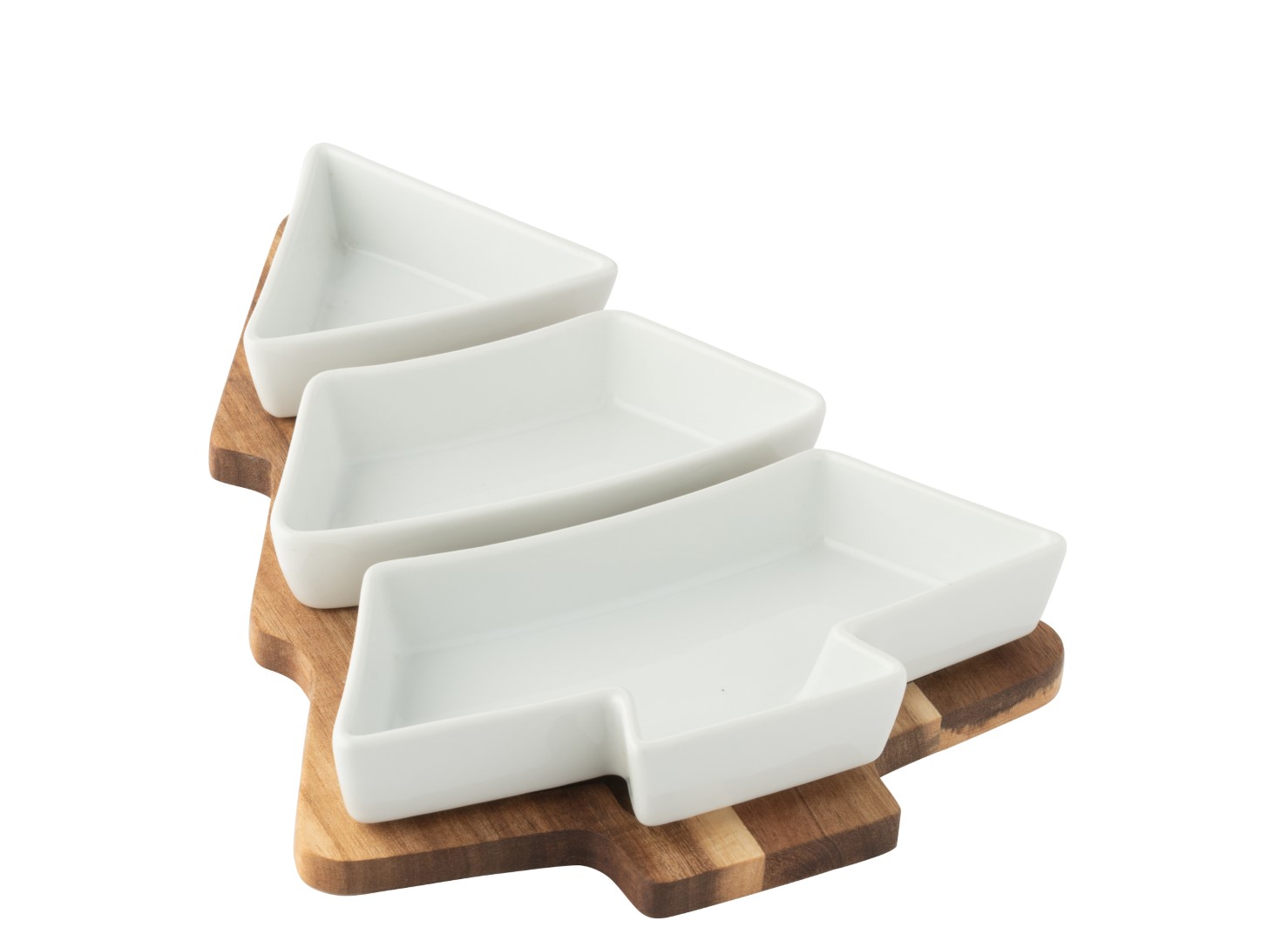 Snackschale weiß braun Keramik Holz