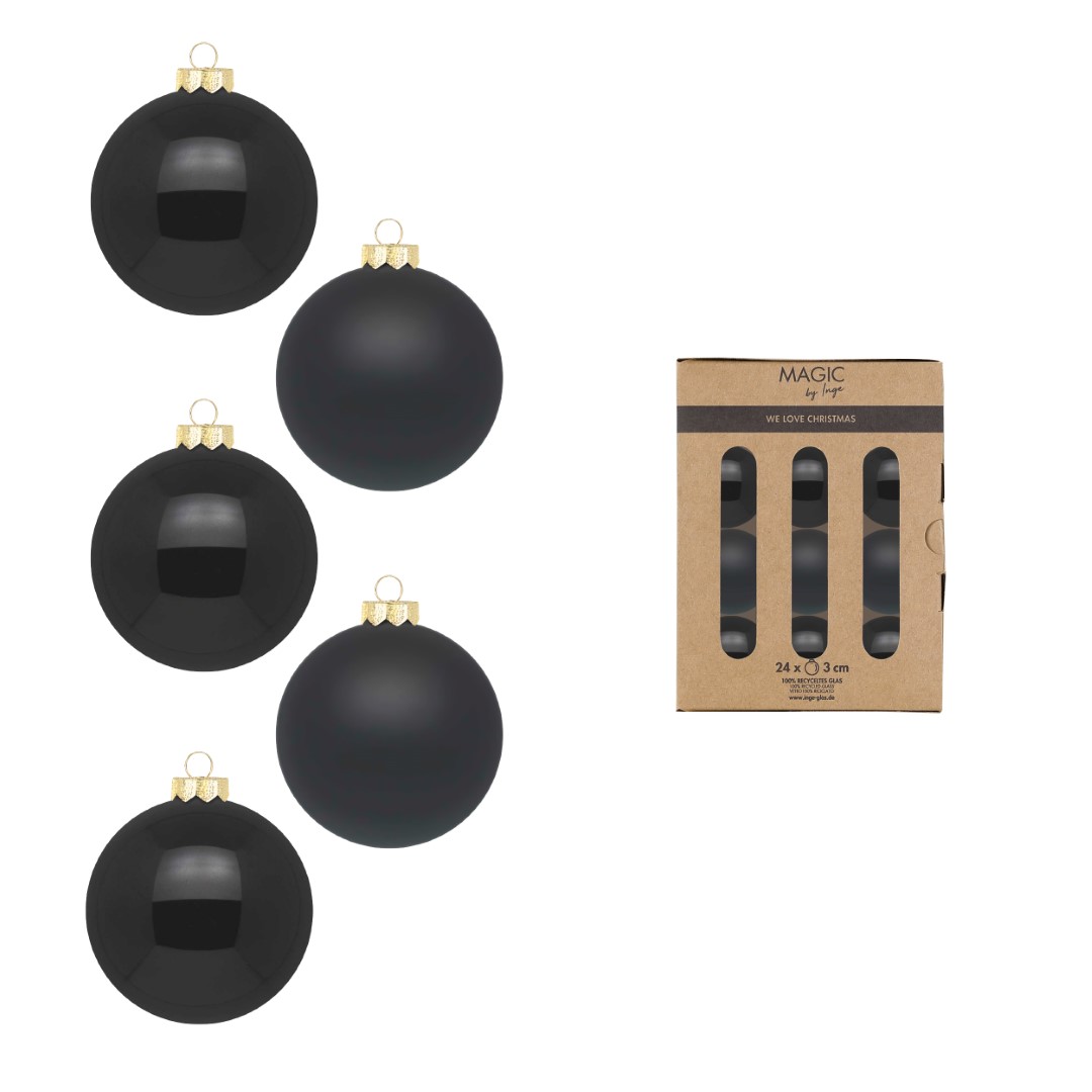 Weihnachtskugelset Ebony schwarz Glas