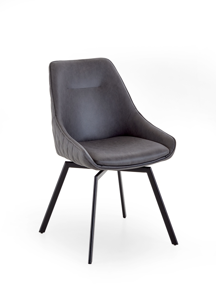 Komfort-Stuhl Toronto
Bezug Microfaser Kinchasa graphit
Rückseitig mit Karo-Design-Steppung
4-Fuß Gestell Eisen schwarz
180° drehbar mit Rückholfunktion