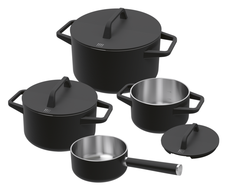 Kochtopfset 7tlg Bora schwarz Edelstahl