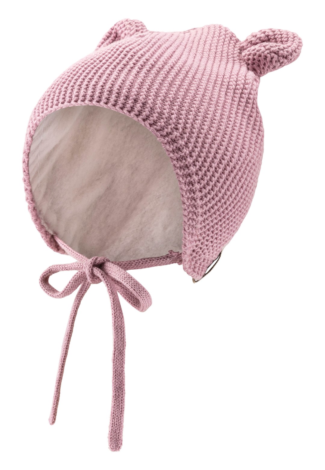 Berretto a maglia per neonato con orecchie GOTS palissandro bambina