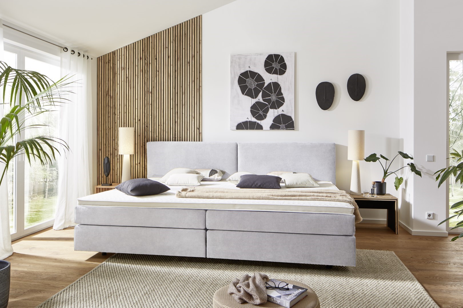 Letto a molle insacchettate Tessuto grigio Karat5