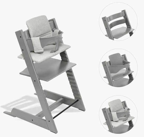 TrippTrapp Kinder-Hochstuhl mit Babyset und Sitzkissen grau