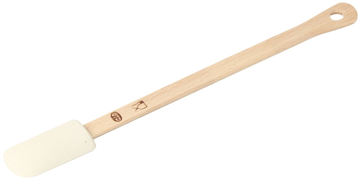 Teigschaber mit Holzgriff Classic weiß Kautschuk SBR