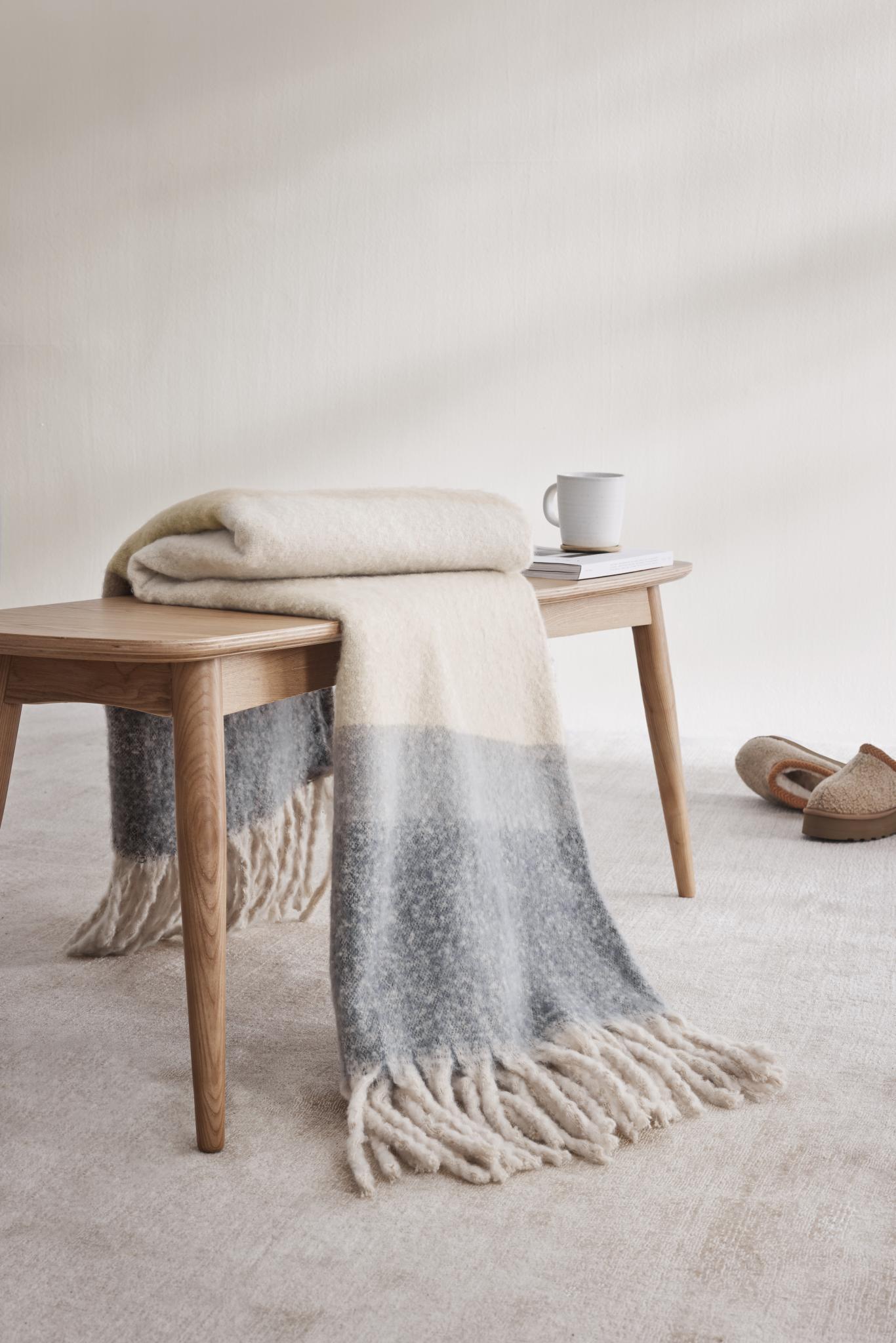 Fransendecke s.Oliver beige/grau Polyester