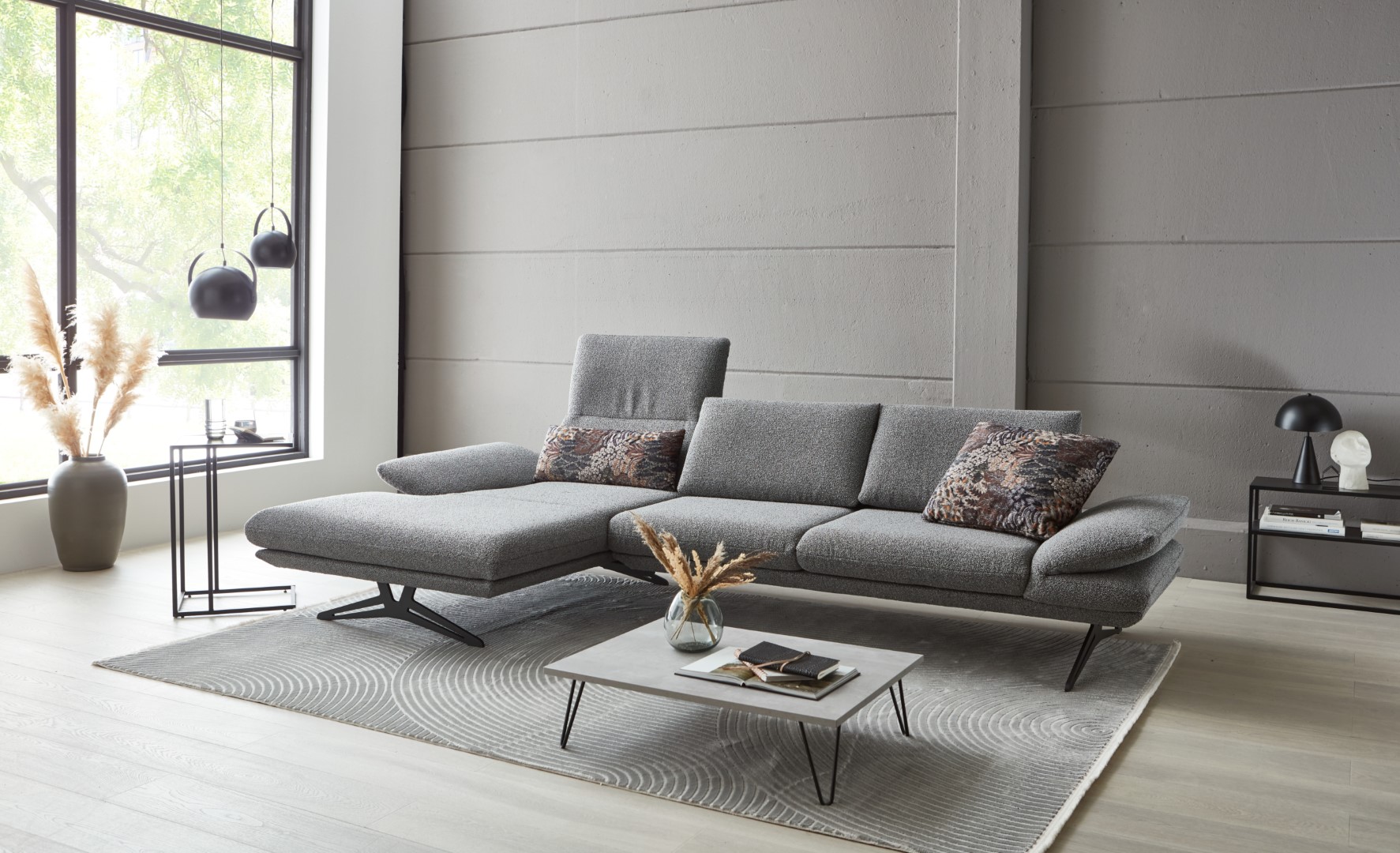 Ecksofa Elements grau Stoff