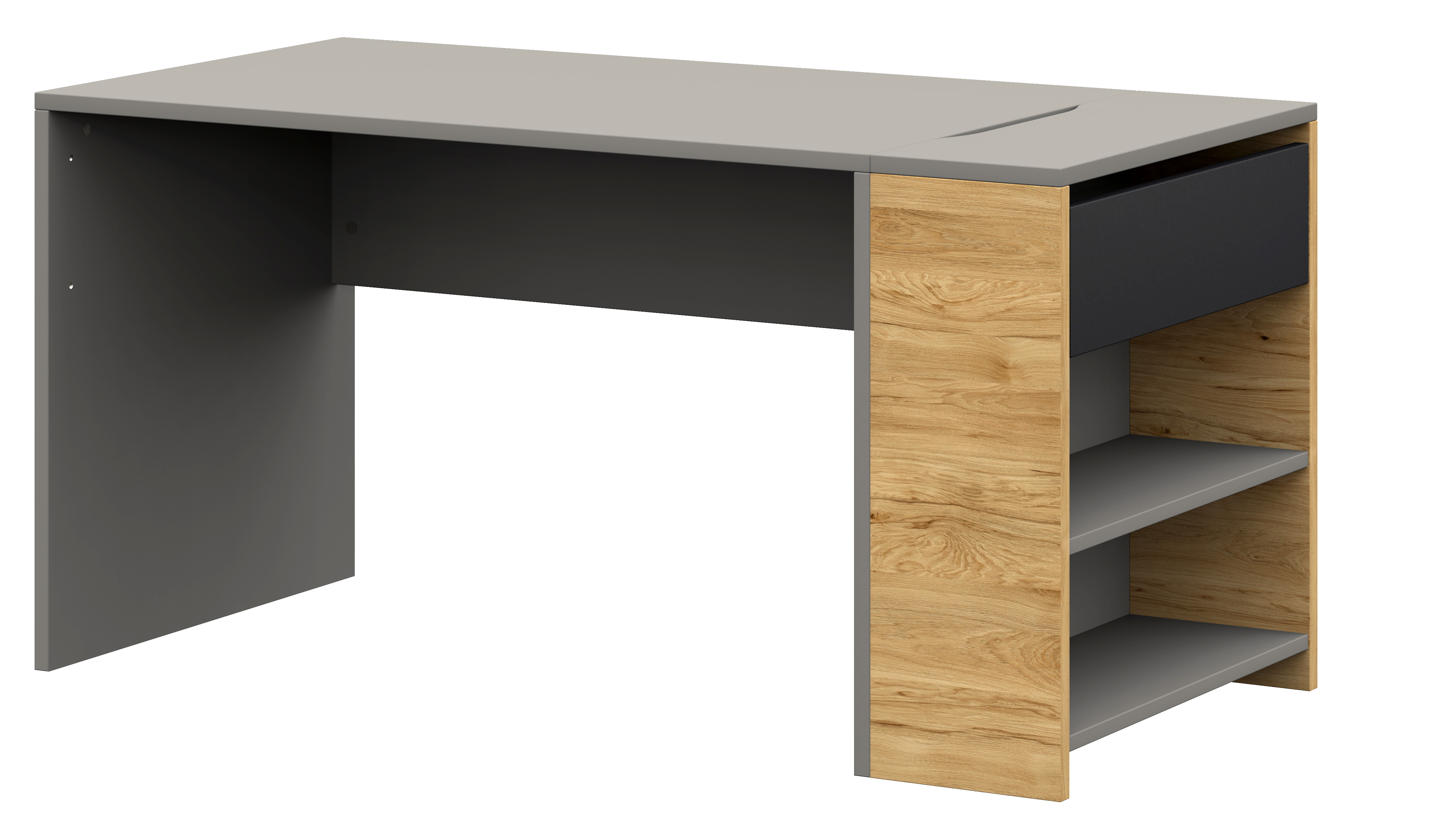 Scrivania con piedistallo mobile Clip rovere hickory marrone antracite