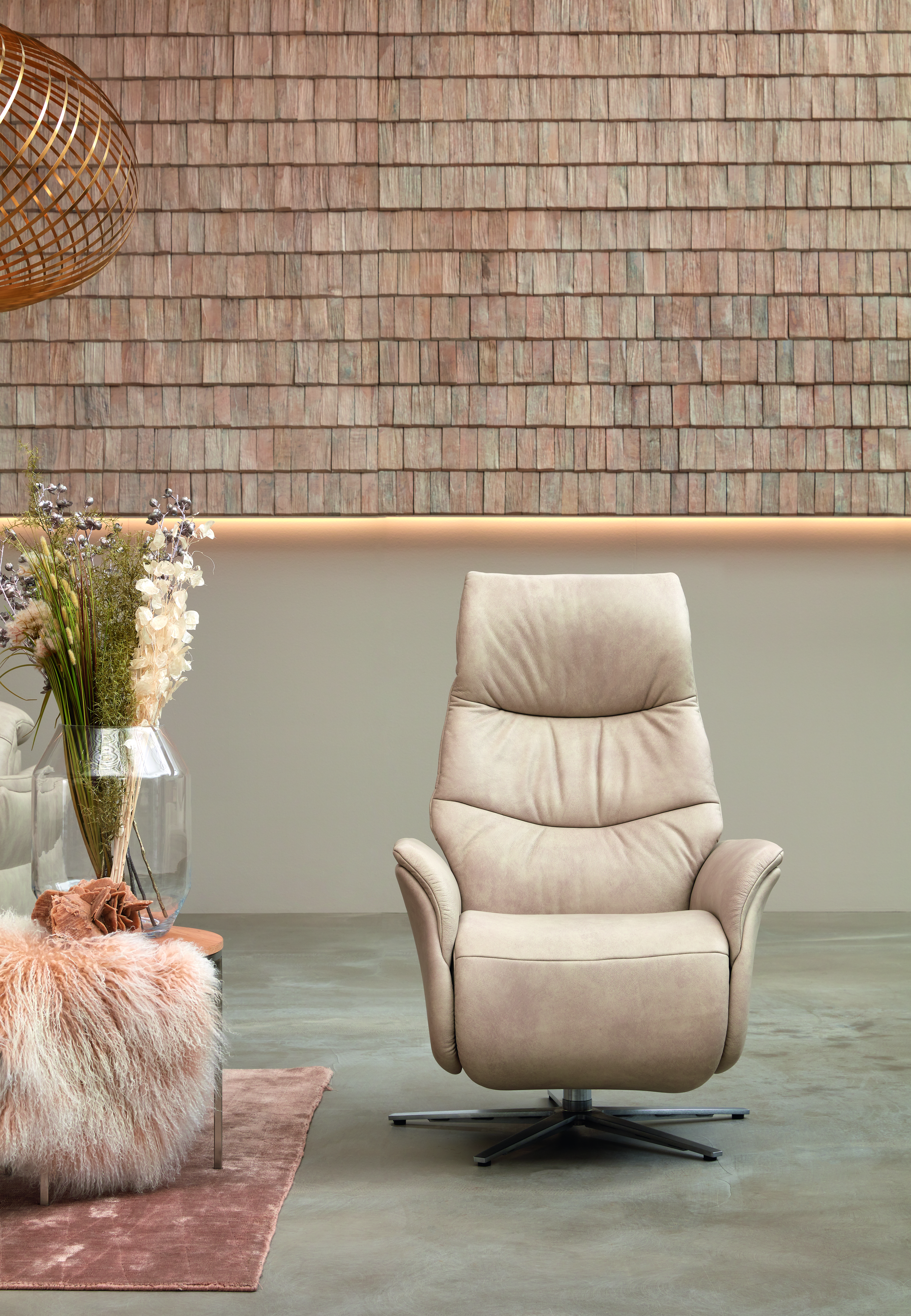 Poltrona relax 7051 in pelle avorio