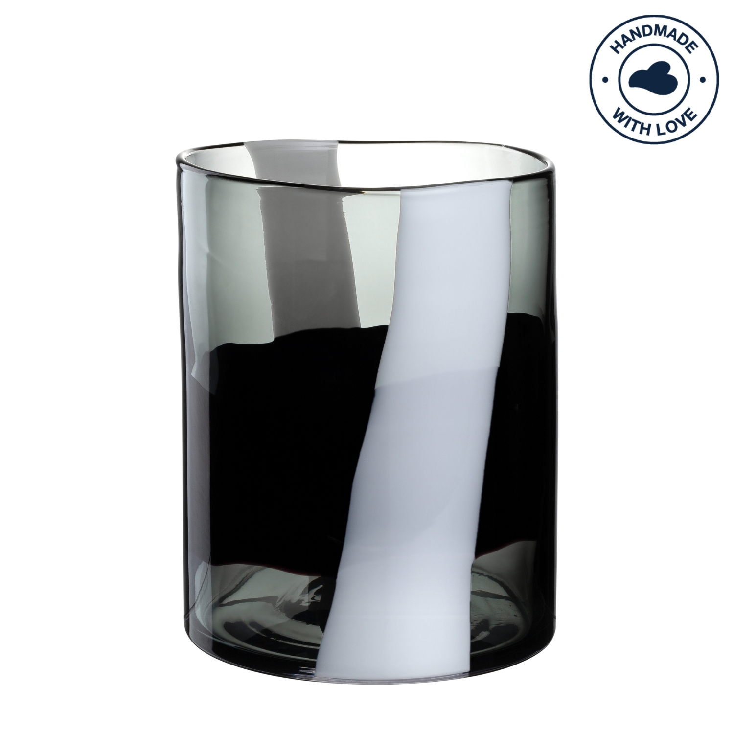 Vase Banda Nera schwarz weiß Kalk-Natron-Glas